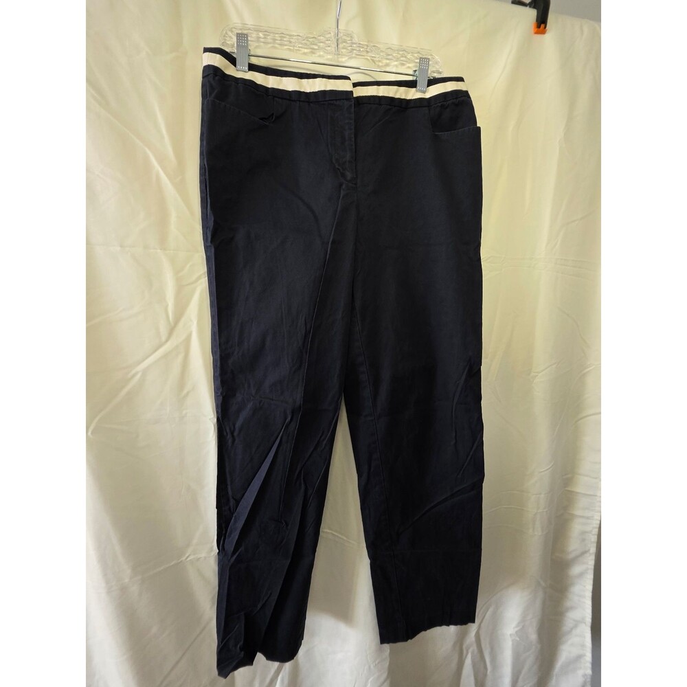 Talbots Navy Stretch Straight Ankle Pants Size 12 Cotton Spandex Thailand